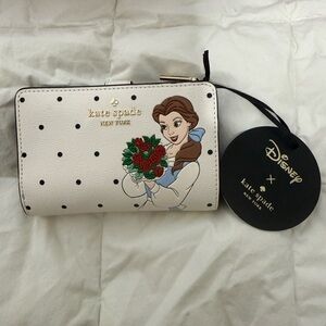 Kate Spade Disney Belle White and Black Polka Dot Wallet